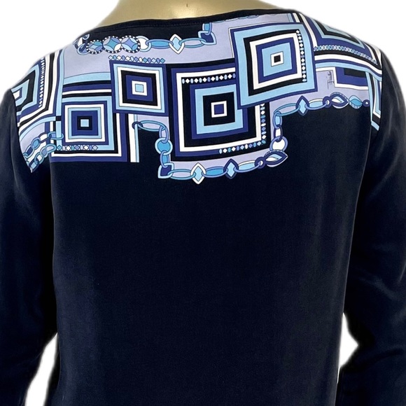 EMILIO PUCCI 100% SILK GEOMETRIC ABSTRACT PRINT LONG SLEEVE SHIFT DRESS SZ 40 - Picture 8 of 8
